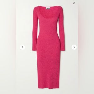 GANNI Ribbed Stretch Knit Dress XS
